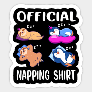 Sloth and Penguin Napping Shirt Pajamas Kids Girls Boys Gift Sticker